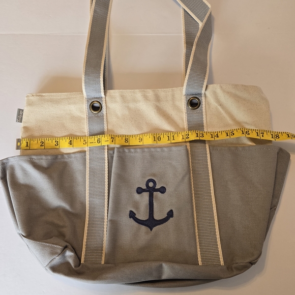 Thirty-One Nautical Coastal Tote Bag in Cream and Gray NWT - Picture 4 of 6